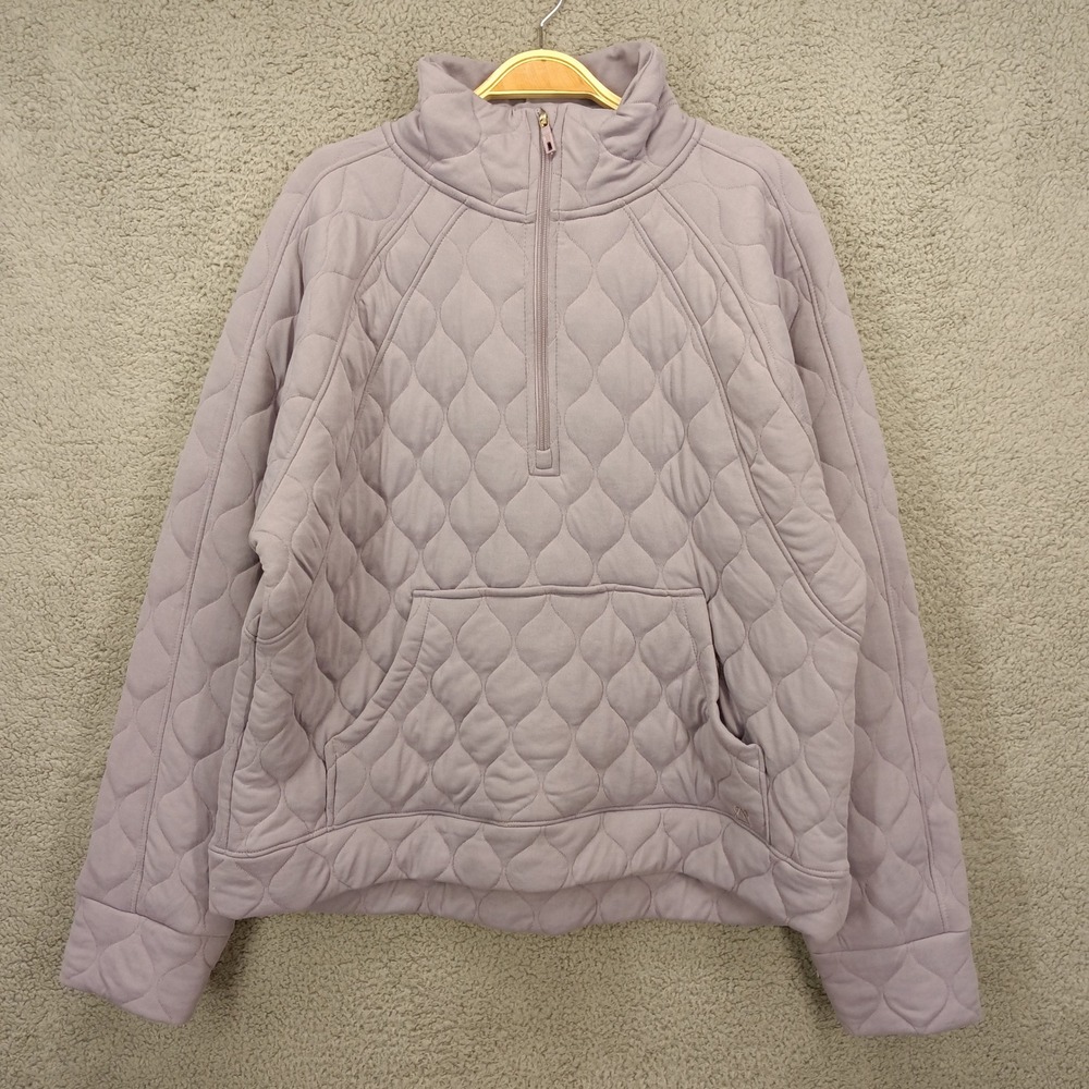 Avalanche XL Quilted Pullover Sweatshirt Half Zip Mock Neck Lavender Long Sleeve